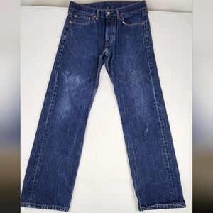 Levis 505 Straight Leg Medium Wash 100% Cotton Denim Jeans 33 × 32